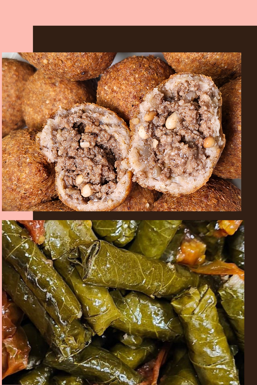 Combo Pack Meat Grape leaves+Fried kibbeh (12 pcs fried kibbeh, 1.8 lb ...
